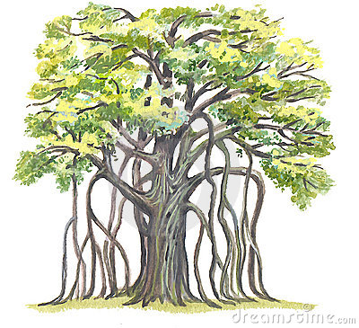 400x365 Collection Of Banyan Tree Pencil Drawing High Quality, Free - Banyan Tree Sketch