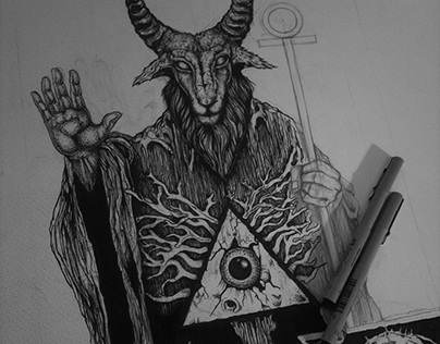 404x316 Baphomet T Shirt Design On Behance - Baphomet Sketch
