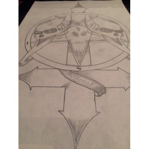 500x500 Nancy Powell 8.5 X 14 Pencil Baphomet Sketch On Paper Murder Auction - Baphomet Sketch