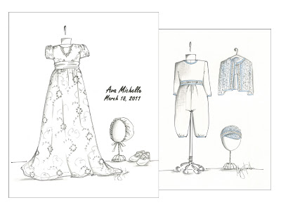 400x302 Megan Hamilton Weddings Custom Baptism Gown Sketches - Baptism Sketch