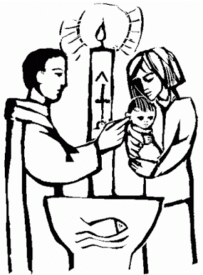 295x400 Catholic Baptism Symbols Coloring Pages Clipart Psr - Baptism Sketch