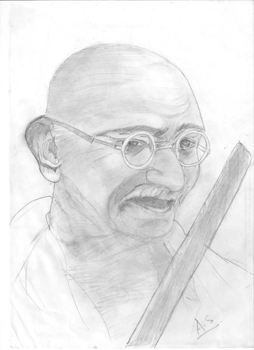 500x688 Gandhiji A Pencil Sketch - Bapu Sketch