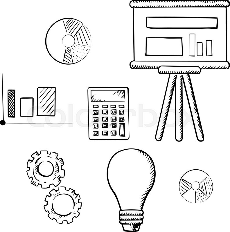 792x800 Flip Chart With Graphs, Pie Charts, Bar Graph, Calculator, Idea - Bar Graph Sketch