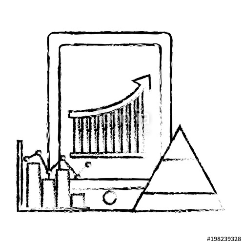 500x500 Mobile Bar Graph Arrow Growth Pyramid Diagram Financial Vector - Bar Graph Sketch
