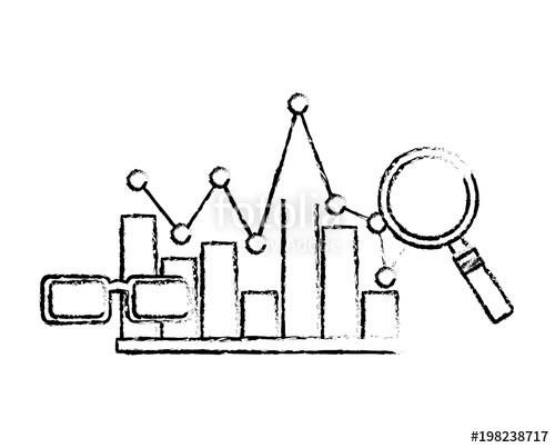500x403 Statistics Bar Graph Pointed Line Analysis Vector Illustration - Bar Graph Sketch