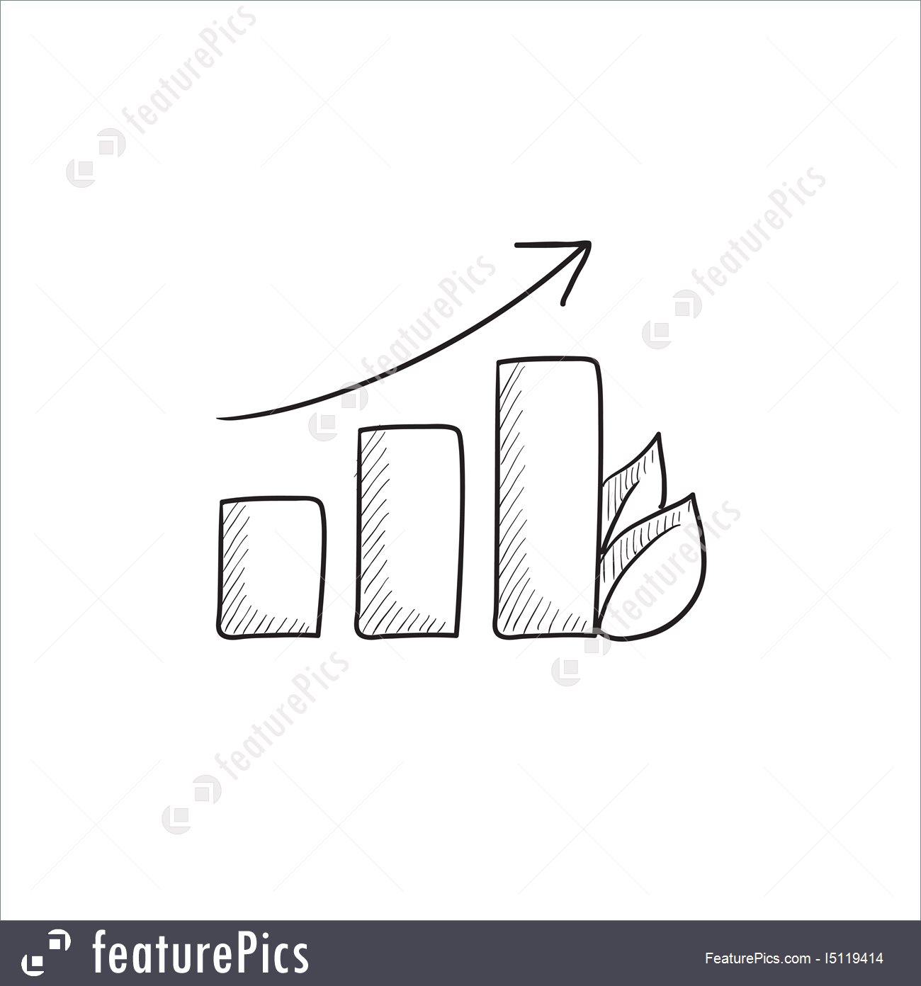 1300x1392 Bar Graph With Leaf Sketch Icon. Illustration - Bar Graph Sketch