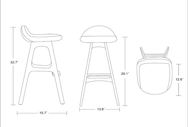 600x407 Mellow Bar Stool - Bar Stool Sketch