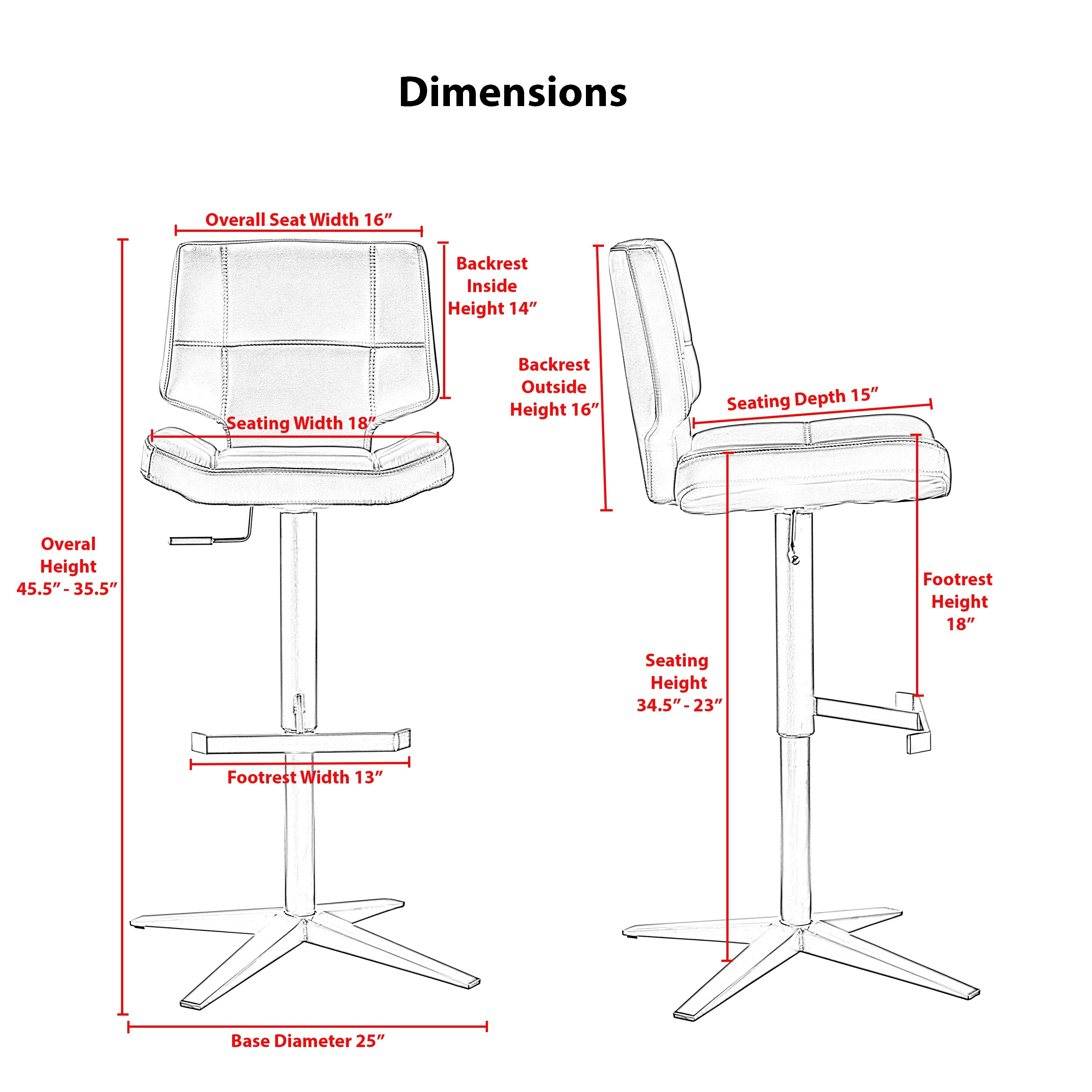 3500x3500 Shop Mix Brushed Stainless Steel X Base High Back Adjustable - Bar Stool Sketch