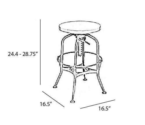 500x431 Toledo Black Adjustable Industrial Bar Stool Zin Home - Bar Stool Sketch