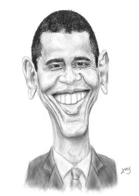 452x640 Barack Obama Caricature Funny Faces Caricatures - Barack Obama Sketch