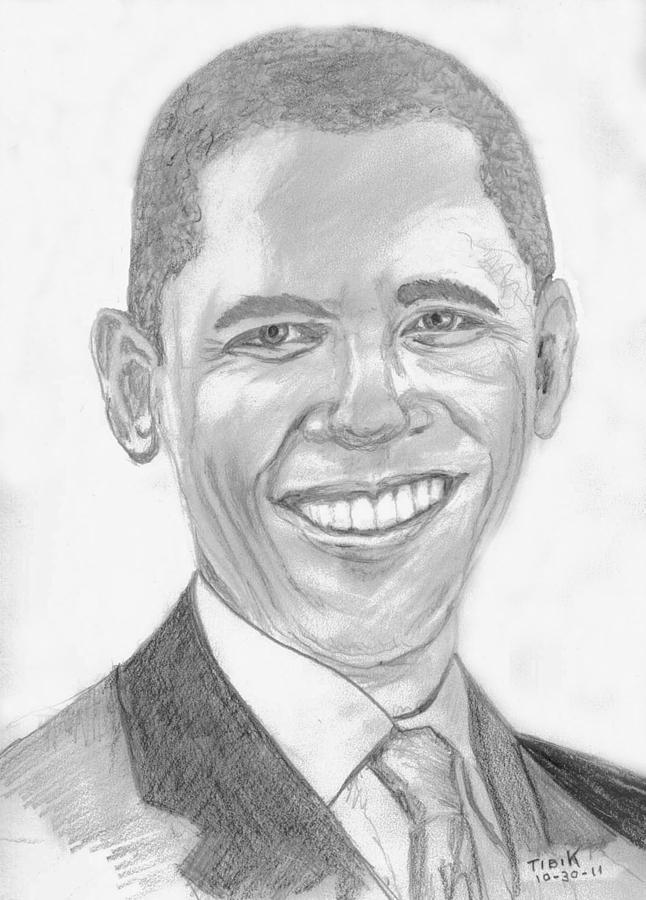 646x900 Barack Obama Drawing By Tibi K - Barack Obama Sketch