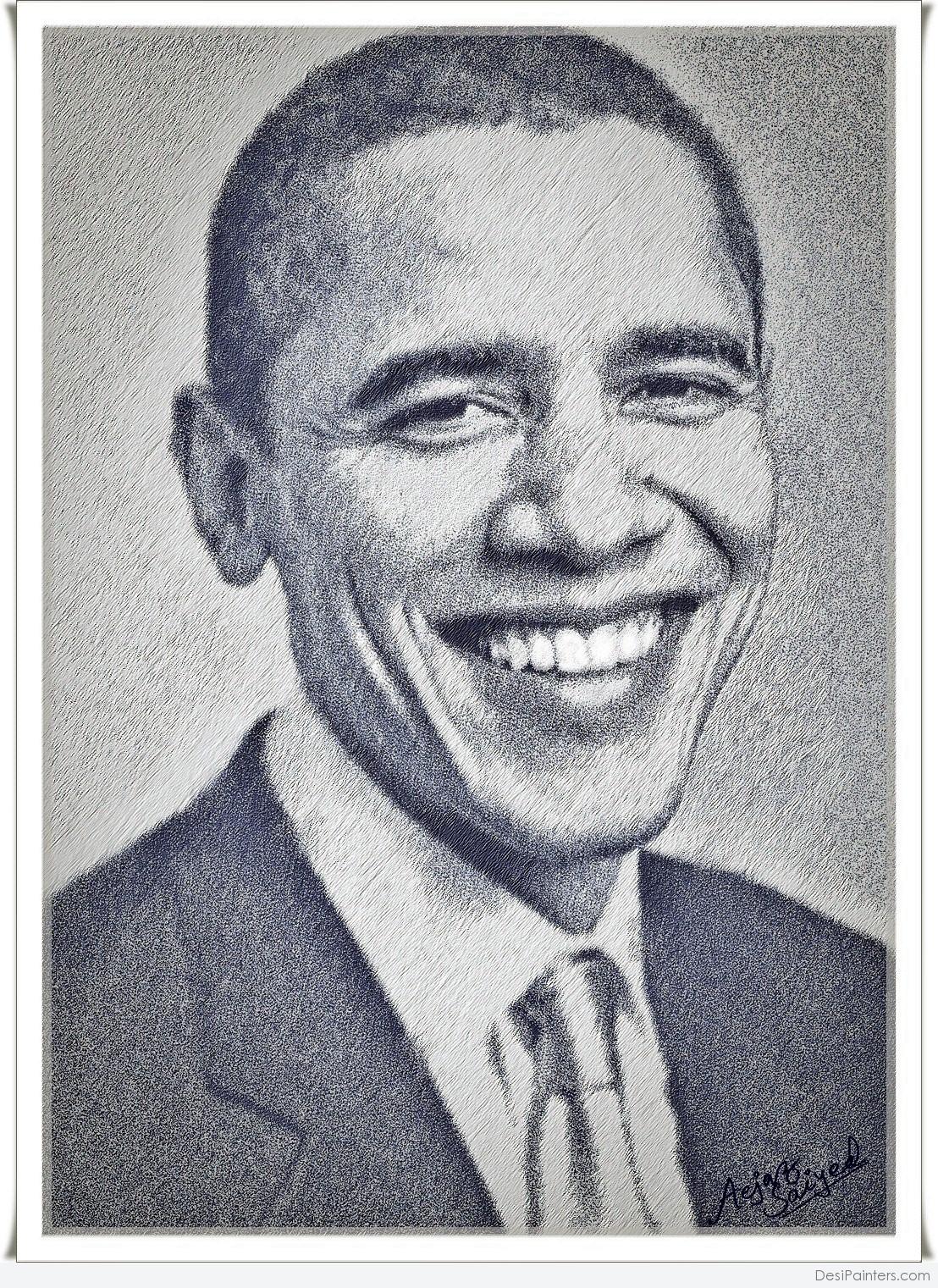 1108x1521 Digital Painting Of Barack Obama - Barack Obama Sketch