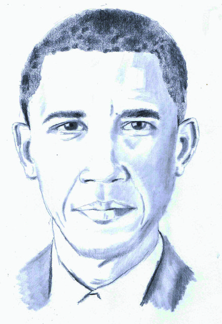 438x640 Paul Jones Artwork Barack Obama Original Drawing Pencil - Barack Obama Sketch