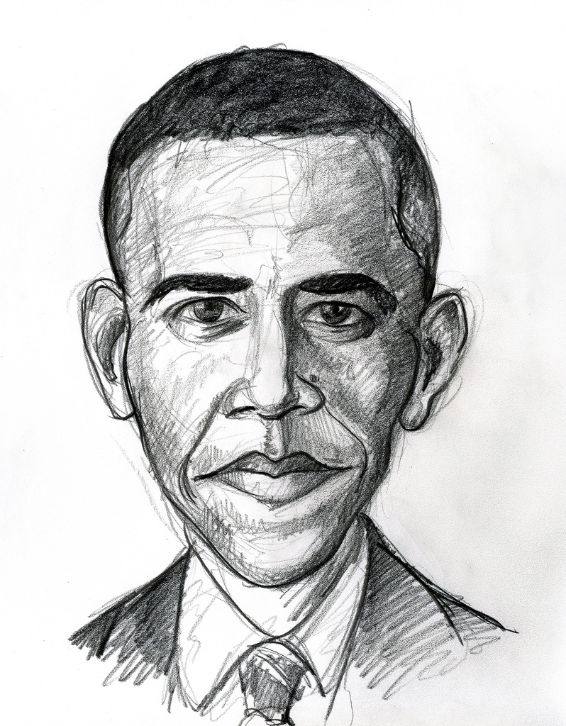  Obama Drawing Sketch with Pencil