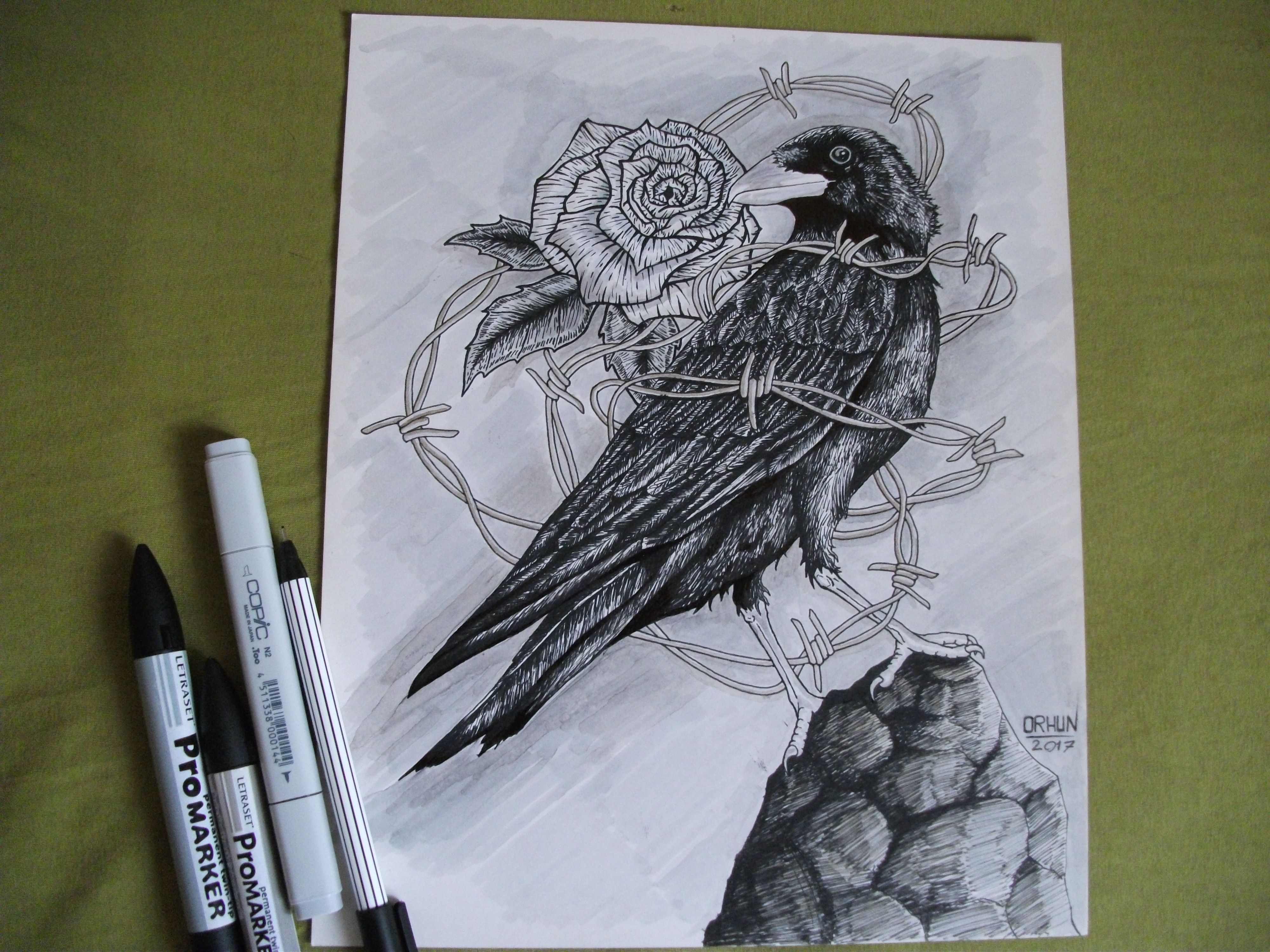4000x3000 My Raven Barbed Wire Sketch (24x30 Cm Size) Steemit - Barbed Wire Sketch