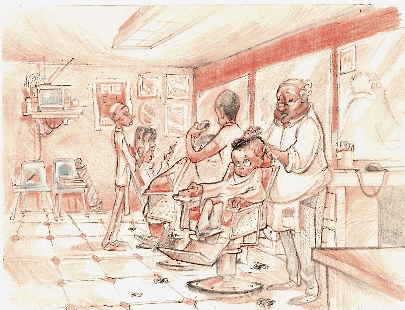 817x625 Gribouilles Gariba Barbershop - Barber Shop Sketch