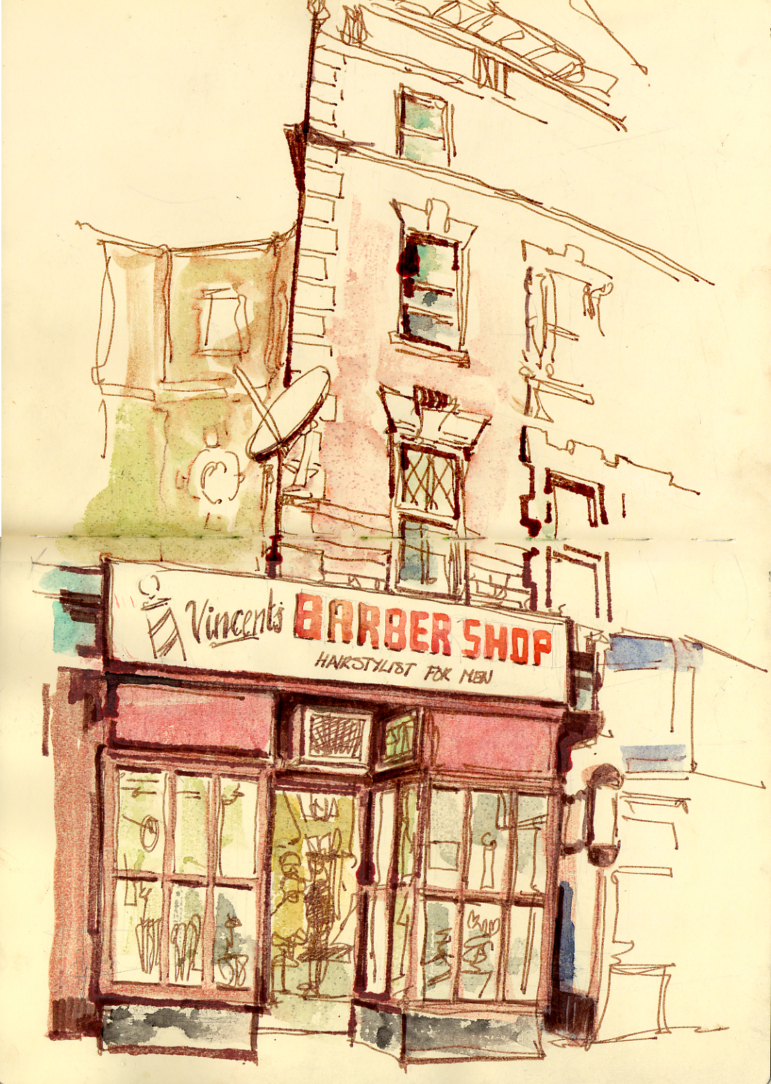 1107x1555 Sketch Of The Day Barber Shop - Barber Shop Sketch