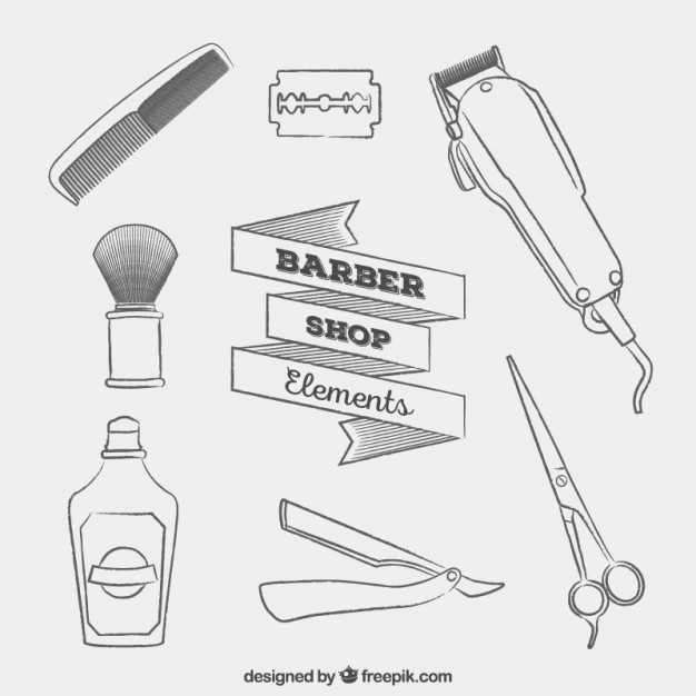 626x626 Sketches Barber Shop Elements Vector Free Download - Barber Shop Sketch