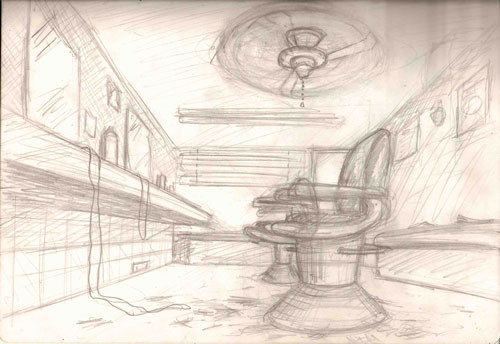 500x344 Barber Shop Sketch This Is A Sketch I Did While Waiting - Barber Sketch