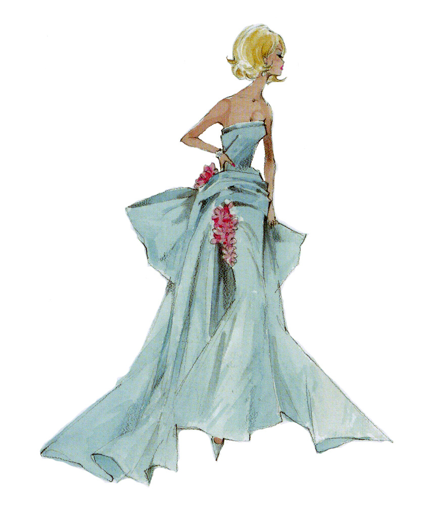 861x1000 Delphine Silkstone Barbie Doll Sketch Blue Dress - Barbie Doll Sketch