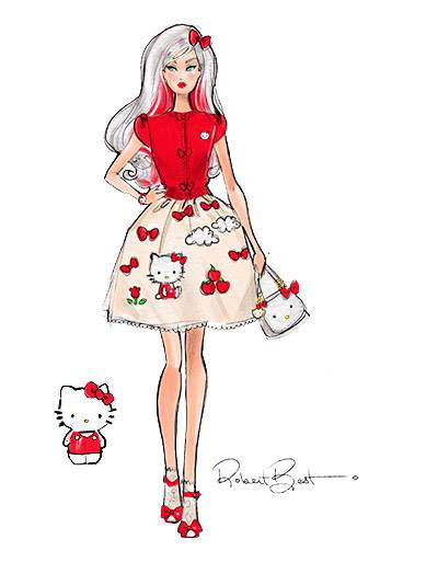 389x534 Hello Kitty Barbie Sketch By Robert Best The Doll Cafe - Barbie Sketch Pictures