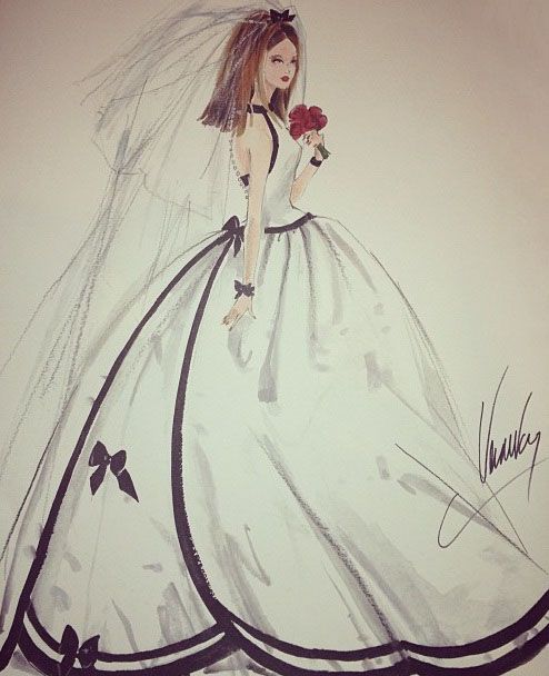 494x608 Vera Wang Barbie Wedding Dress Sketch Vintage Barbie Eye Candy - Barbie Sketch Pictures