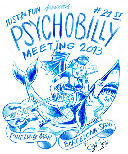 412x496 Sol Rac Psychobilly Meeting Sketch - Barcelona Logo Sketch
