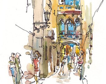 341x270 Barcelona Sketch Etsy - Barcelona Sketch