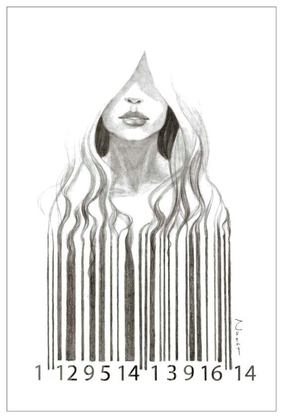 570x842 Girl With Barcode - Barcode Sketch