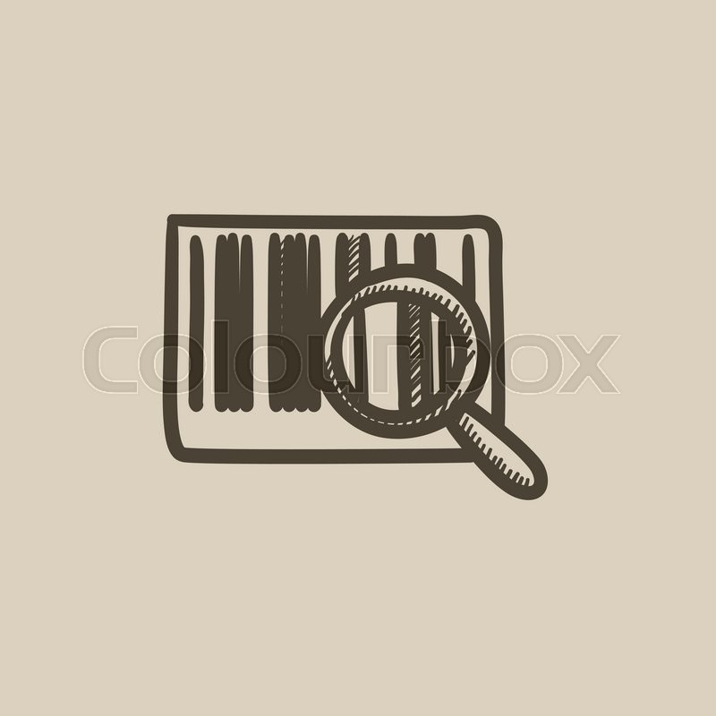 800x800 Magnifying Glass And Barcode Vector Sketch Icon Isolated On - Barcode Sketch