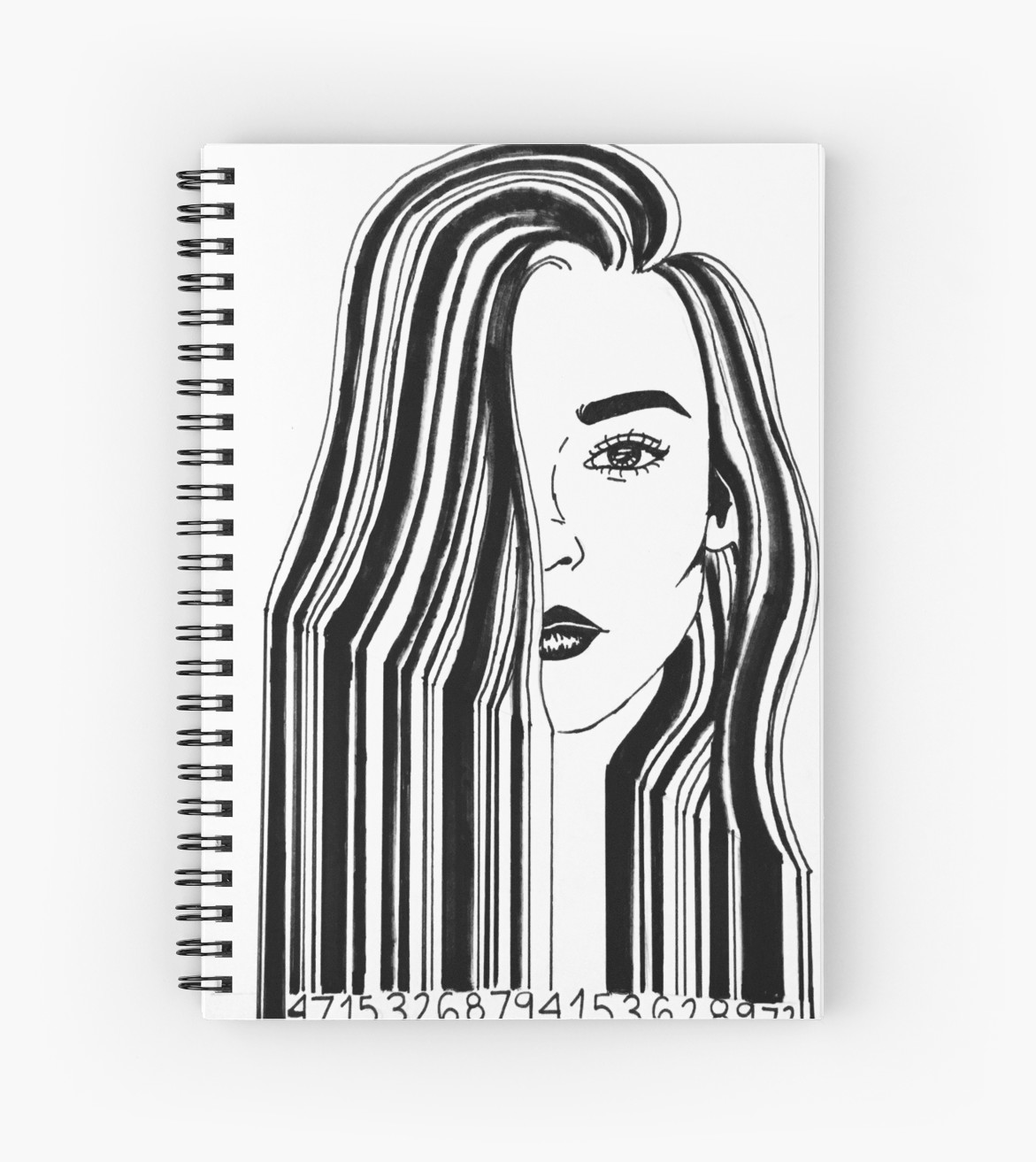 1171x1313 Barcode Girl Spiral Notebooks By Marisolontivero Redbubble - Barcode Sketch