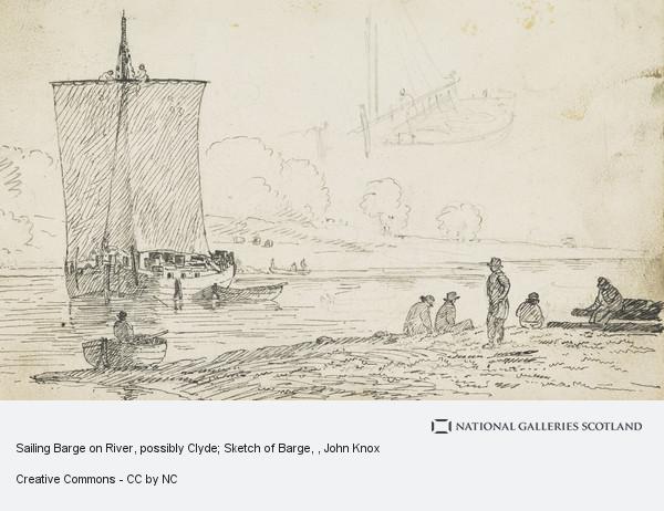600x462 Sailing Barge On River, Possibly Clyde Sketch Of Barge National - Barge Sketch