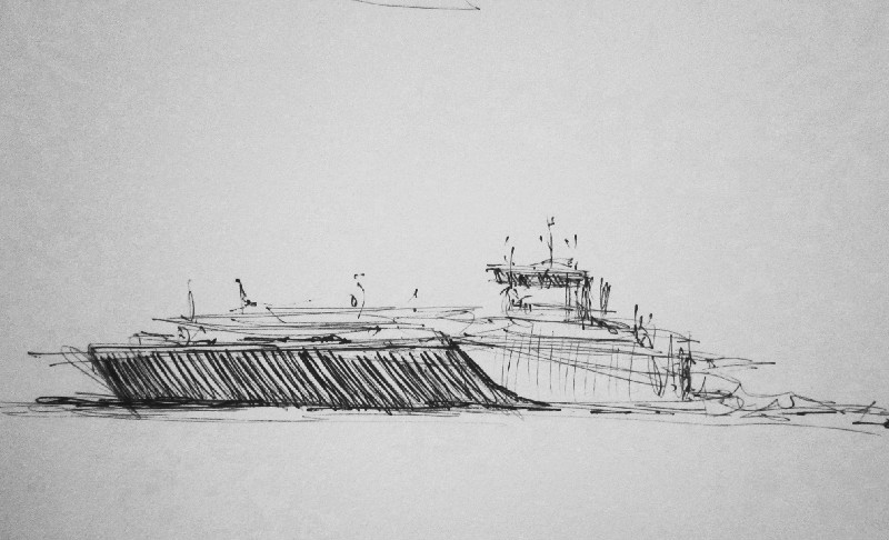 800x486 Sketching By The In Ink Ralph Parker, Artist - Barge Sketch