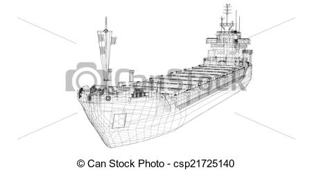 450x245 Barge , Ship. Barge Cargo Model Body Structure, Wire Model. - Barge Sketch