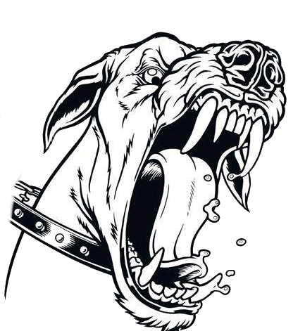 433x471 Furious Animated Barking Dog Tattoo Design Drawings - Barking Dog Sketch