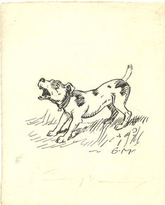 233x288 Original Pen And Ink Sketch By George Morrow (C1869 1955) Of A - Barking Dog Sketch