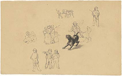 425x266 Artist James Goodwyn Clonney Drawing Barking Dog - Barking Dog Sketch