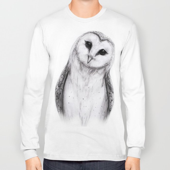 700x700 Barn Owl Sketch Long Sleeve T Shirt By Isaiahstephens Society6 - Barn Owl Sketch