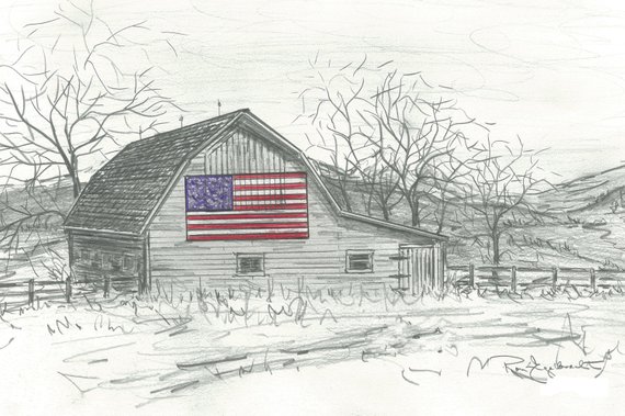 570x379 Pencil Sketches Of Old Barns. Drawings Of Old Barns. Note Etsy - Barn Sketch