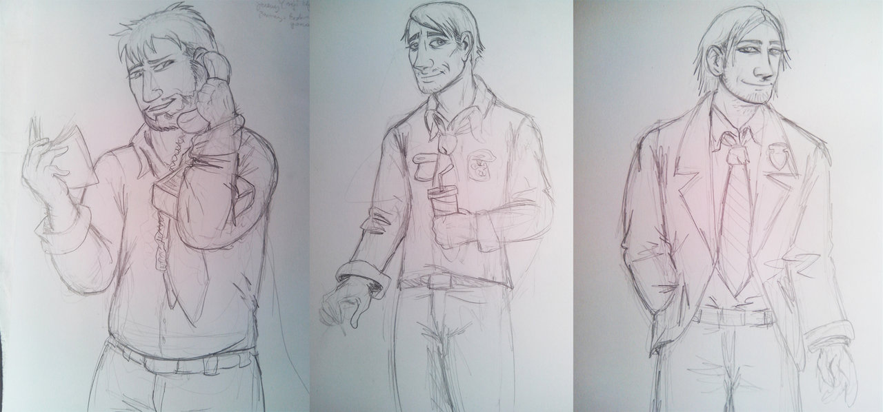 1280x598 Mike, Scott And Barney Sketch By Ladyfiszi - Barney Sketch