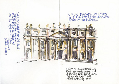500x353 Finishing Off My Week With Architecture Sketching Late - Baroque Architecture Sketch