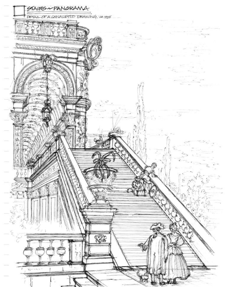 768x969 Sketch Of A Canaletto Drawing That Reminds Me Of The Ukrainian - Baroque Architecture Sketch