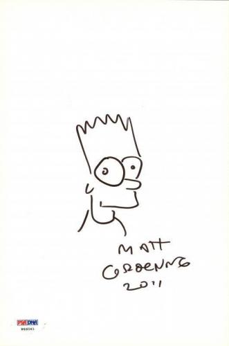331x500 Matt Groening Signed 6.75x10.25 Bart Simpson Sketch Psadna - Bart Simpson Sketch