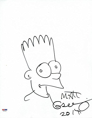 391x500 Matt Groening Authentic Signed 11x14 Hand Drawn Bart Simpson - Bart Sketch
