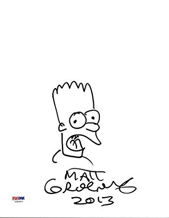 342x441 Matt Groening Authentic Signed 8x10 Hand Drawn Bart Simpson Sketch - Bart Sketch