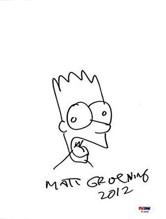 337x445 Matt Groening Authentic Signed 9x12 Hand Drawn Bart Simpson Sketch - Bart Sketch
