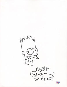232x300 Matt Groening Signed 11x14 Creator The Simpsons Bart Sketch Psa - Bart Sketch