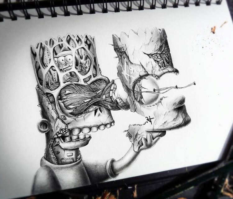 750x640 Bart Simpson Sketch By Pez Art Drawing And Painting - Bart Sketch