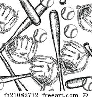 180x195 Free Art Print Of Sketch Baseball Ball, Glove And Bat. Sketch - Baseball Ball Sketch