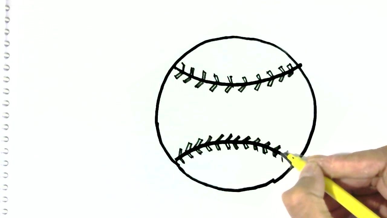 1280x720 How To Draw A Baseball Ball In Easy Steps For Children. Beginners - Baseball Ball Sketch